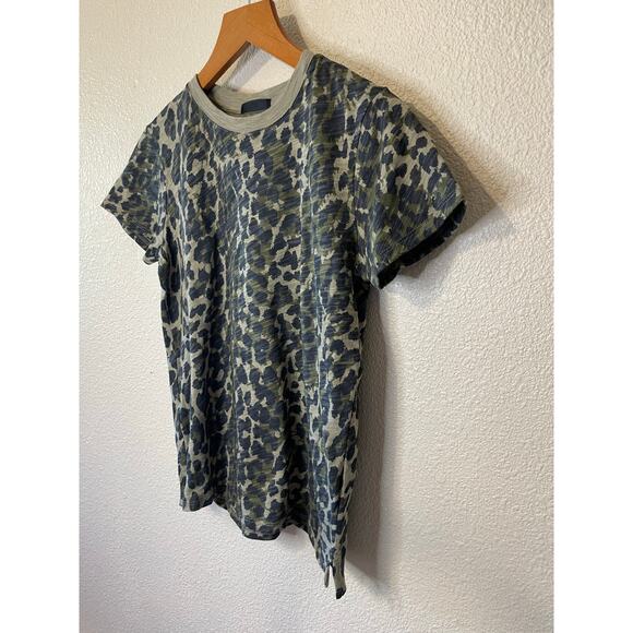 ATM Army Camo & Cheetah Print Short Sleeve Cotton Crew Neck Tee Size XS Y2K - Picture 3 of 8